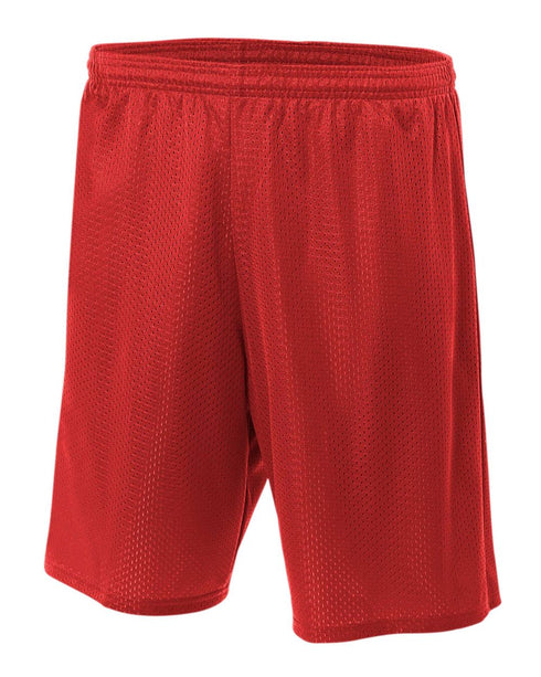A4 Youth 6" Lined Tricot Mesh Short (NB5301), Color 'Scarlet'